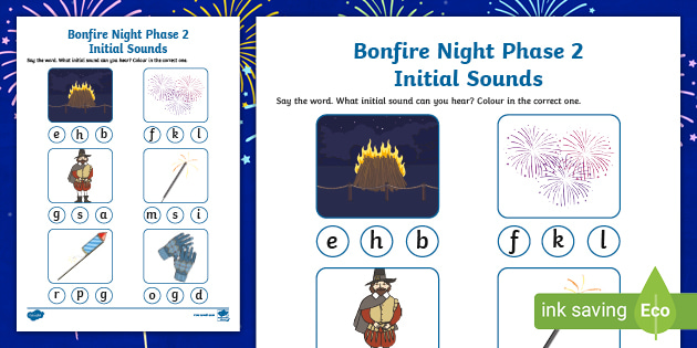 Bonfire Night Phase 2 Initial Sounds Activity