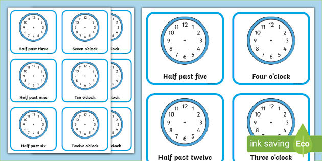 clock faces half past and o clock worksheet time