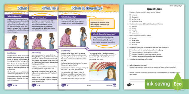 LKS2 What Is Empathy? Reading Comprehension Activity