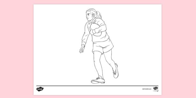 FREE! - Girl Playing Rugby Colouring Sheet | Colouring Sheets