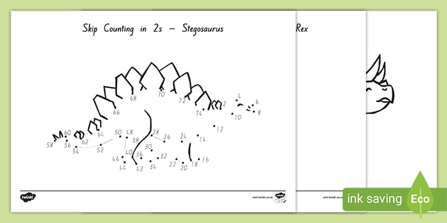 Stage 4 Skip Counting In 2s Dinosaur Dot To Dots