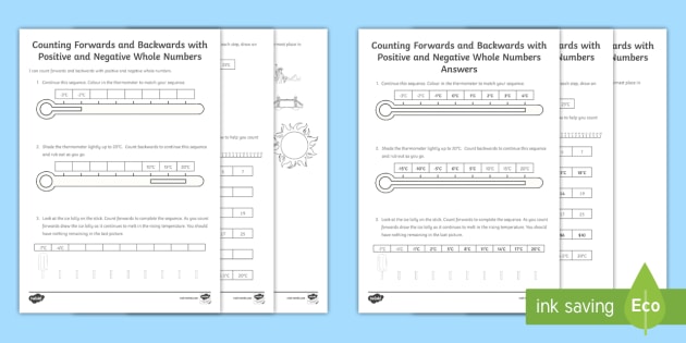 negative numbers addition and subtraction worksheet twinkl