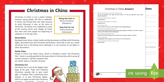 christmas around the world china differentiated reading comprehension activity - Do They Celebrate Christmas In China christmas around the world china differentiated reading comprehension activity - Do They Celebrate Christmas In China