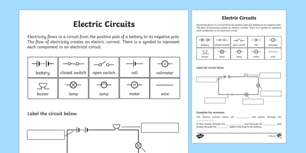Electric Circuits Worksheet - electric circuits, circuits, circuits