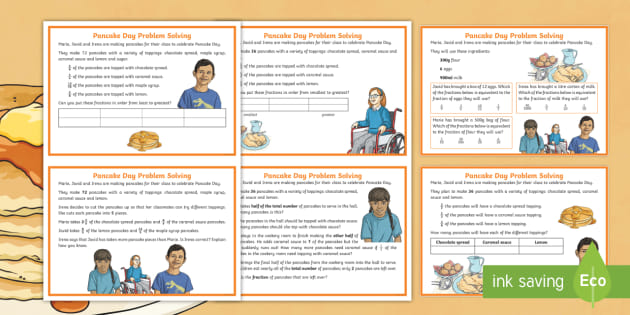 Year 5 Pancake Day Maths Problem Solving Task Cards