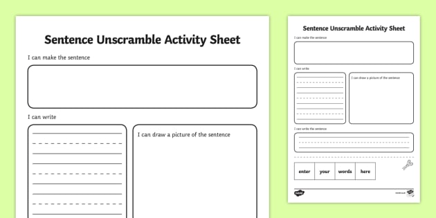 Editable Sentence Unscramble Worksheet Worksheet Template