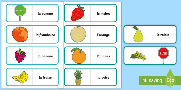 Different Fruit Card Game French - French Games, french card