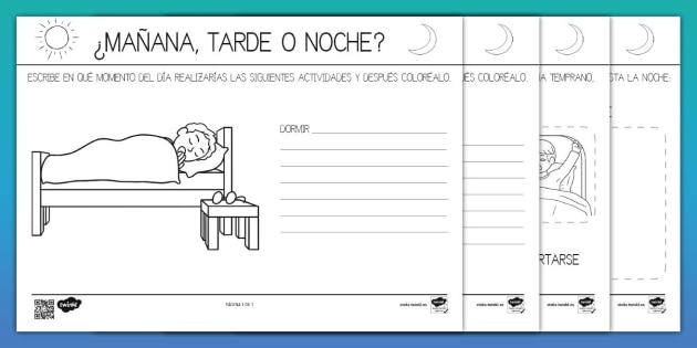 Ficha de actividad: ¿Mañana, tarde o noche? Noción del tiempo