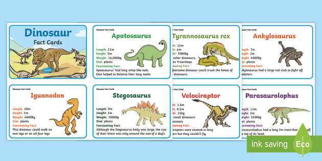 New Dinosaur Fact Cards Printable Primary Resources