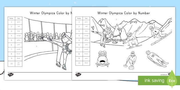 Winter Olympics Color By Number Teacher Made