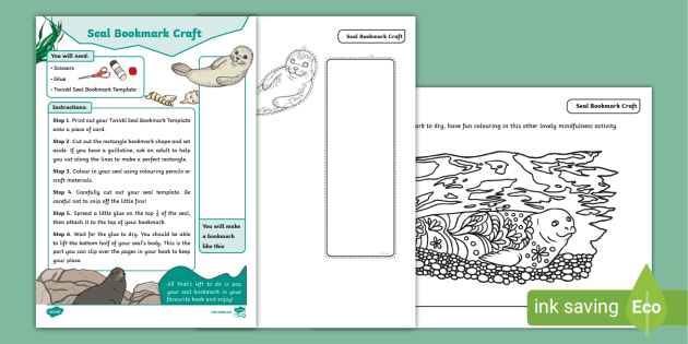 FREE! - Seal Bookmark Craft (teacher made)