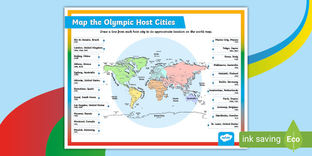 Olympic Host Cities Mapping Activity - Grades 4-6