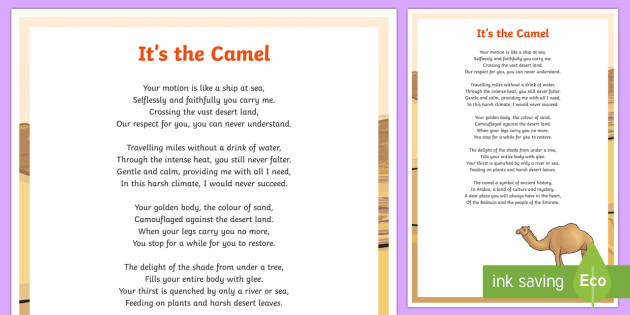 The Camel Poem Teacher Made