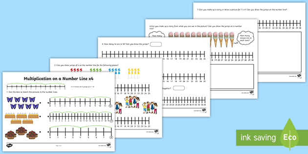 counting in 4s on a number line