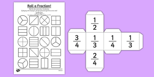 year 2 roll a fraction worksheet worksheet arabic