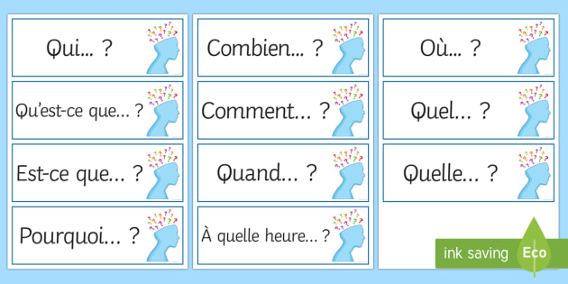 Question Words Prompt Cards French teacher Made 