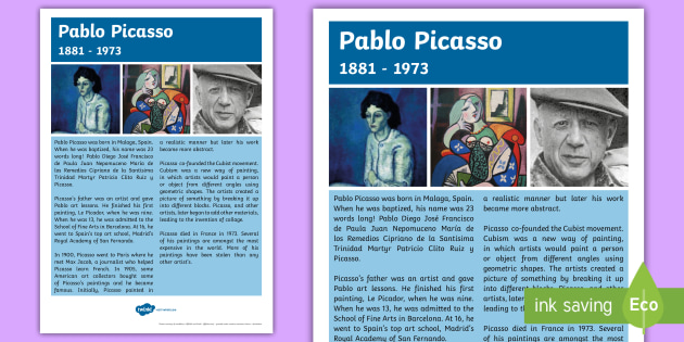 pablo picasso biography ks2