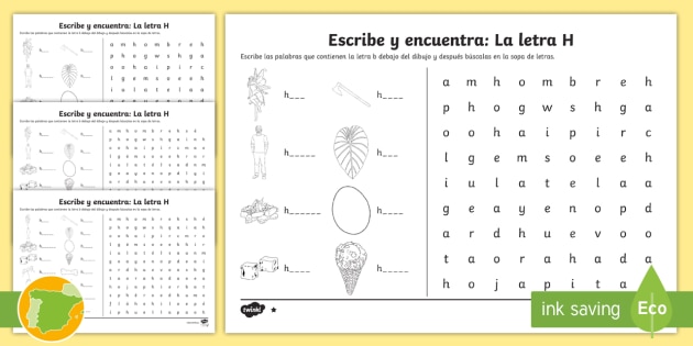 * NEW * Sopa de letras: la h - ortografia, la h, palabras con h