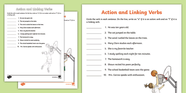 action-and-linking-verbs-activity