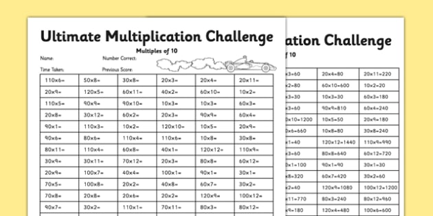 Ultimate Multiples of 10 Times Table Challenge - ultimate