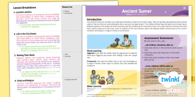 FREE! - History: Ancient Sumer UKS2 Planning Overview