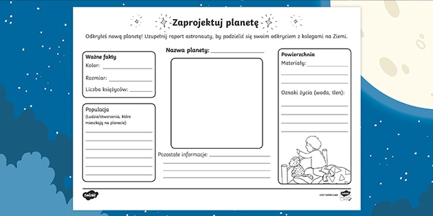 Zaprojektuj Planetę | Kosmos | Karta Pracy (teacher made)