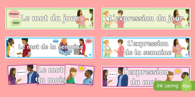 Word Of The Day Week Month French Display Banner French
