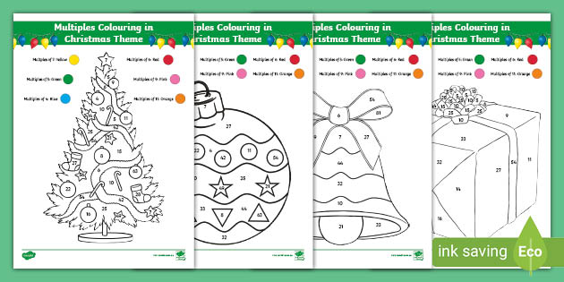 Multiples Colouring in Christmas Theme (teacher made)