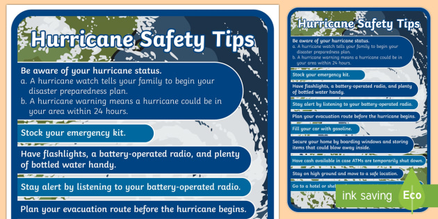 Us T 386 Hurricane Safety Tips Display Poster Ver 1 