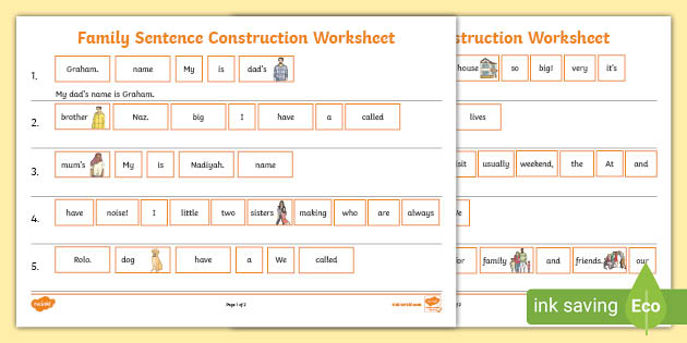 family-sentence-construction-worksheet