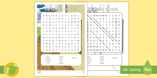 Sopa de letras: La vuelta al colegio (teacher made)