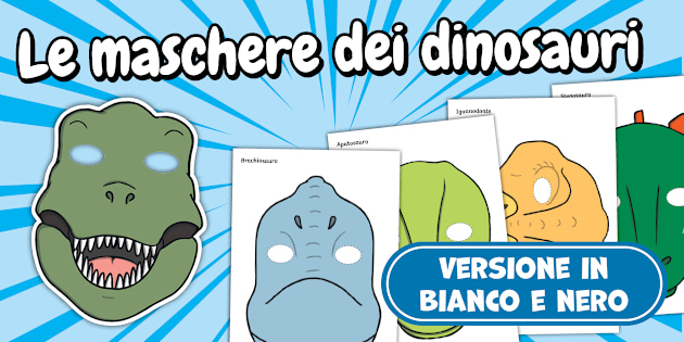 kit 4 maschera dinosauro in cartone - Vegaoo
