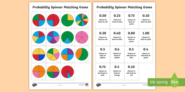 Probability Circle Graph Matching Cards (teacher made)