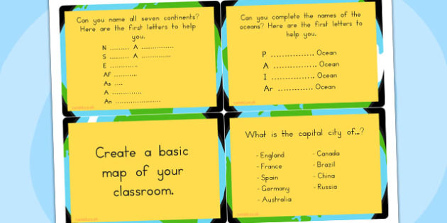 FREE Geography Challenge Cards - AU T 1819 KS1 Geography Challenge Cards 