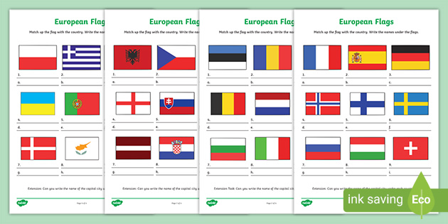 European Flags Quiz Worksheets Teacher Made