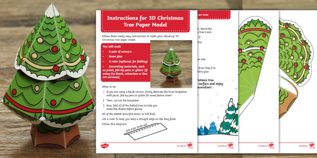 3D Christmas Tree | Paper Christmas Tree Activities - Twinkl