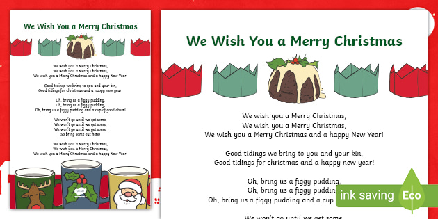 We Wish You A Merry Christmas Nursery Rhymes Lyrics - Twinkl