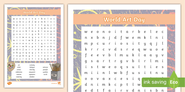 World Art Day Word Search (teacher made)