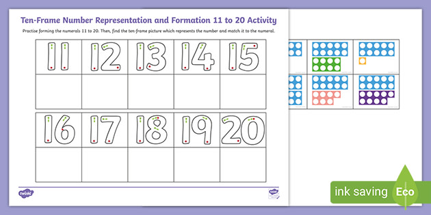 number shape representation and formation 11 20 worksheet