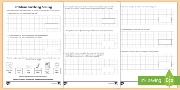 Problems Involving Scaling Worksheet / Worksheet