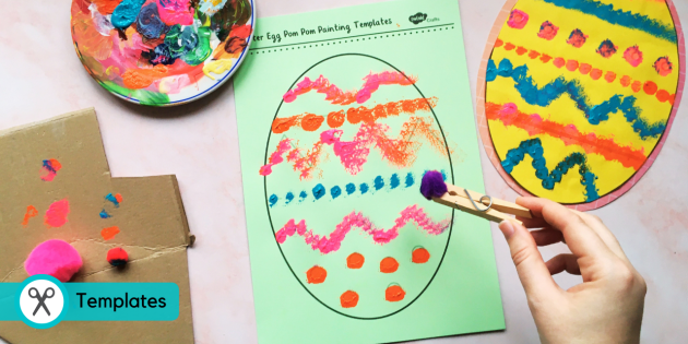 Easter Egg Pom Pom Painting  Easter Egg Activities - Twinkl