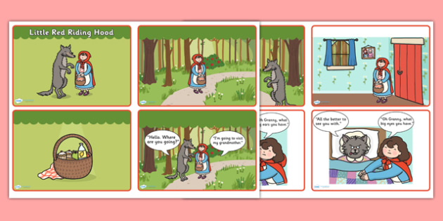 Little Red Riding Hood Story Sequencing 4 Per A4 With Speech Bubbles
