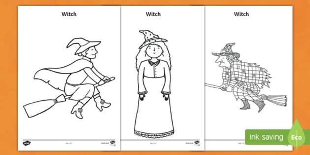 Halloween Colouring Pages Witch Theme