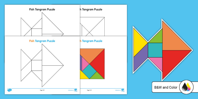 Tangram Fish Puzzle Kindergarten Resource Twinkl USA