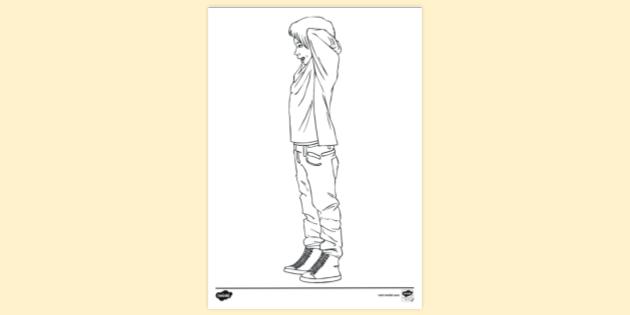 FREE! - Child Boy Stood Talking Colouring | Colouring Sheets