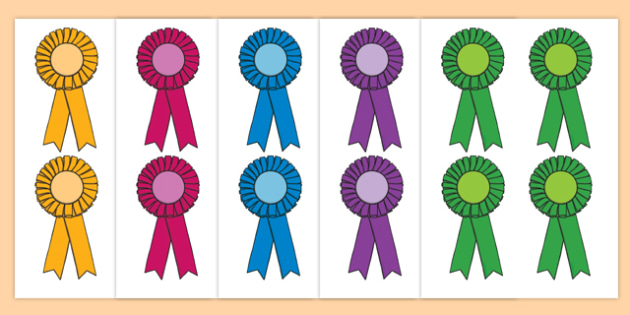 5 x 2 niveaux Multicolore rosettes avec Blank centres pour Awards Gratuit 1st Classe 