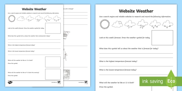 easy weather research worksheet