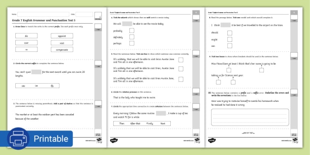 Grade 7 English Exam Papers And Memos