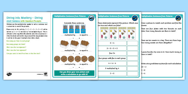 year 2 diving into mastery multiplication sentences from pictures activity