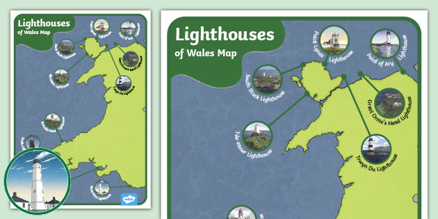 Lighthouses of Wales: Map (teacher made)